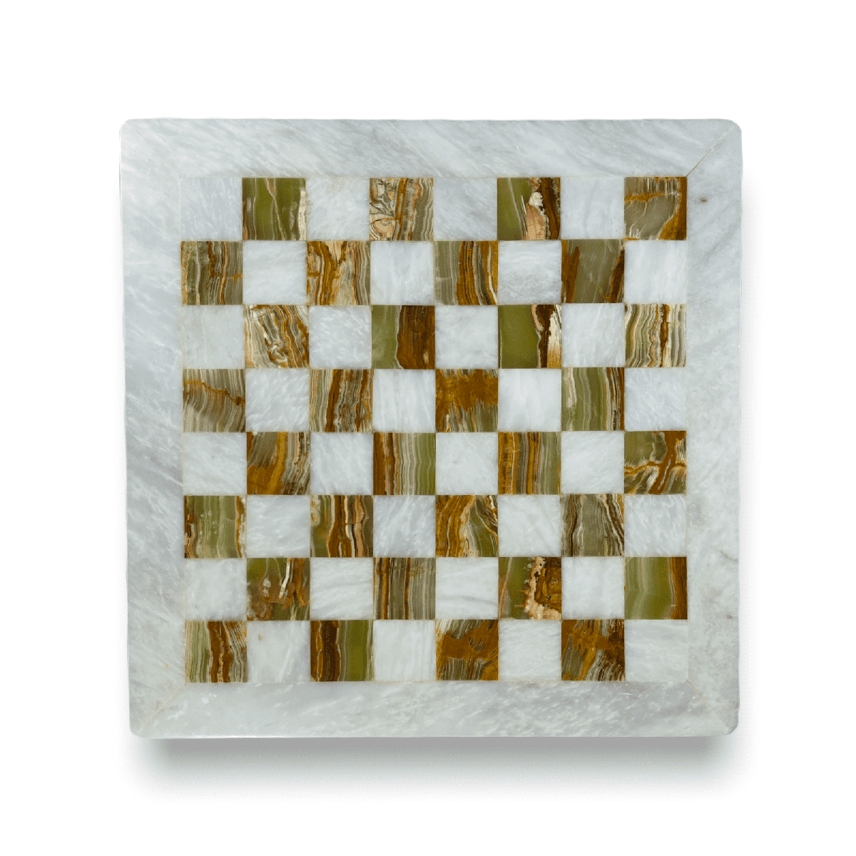 Marble Chess Set with Storage Case - White and Onyx - Marble Cultures