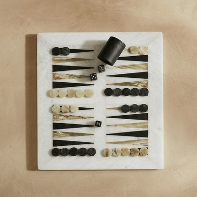 Luxury Marble Backgammon Set (Green Onyx and Black)