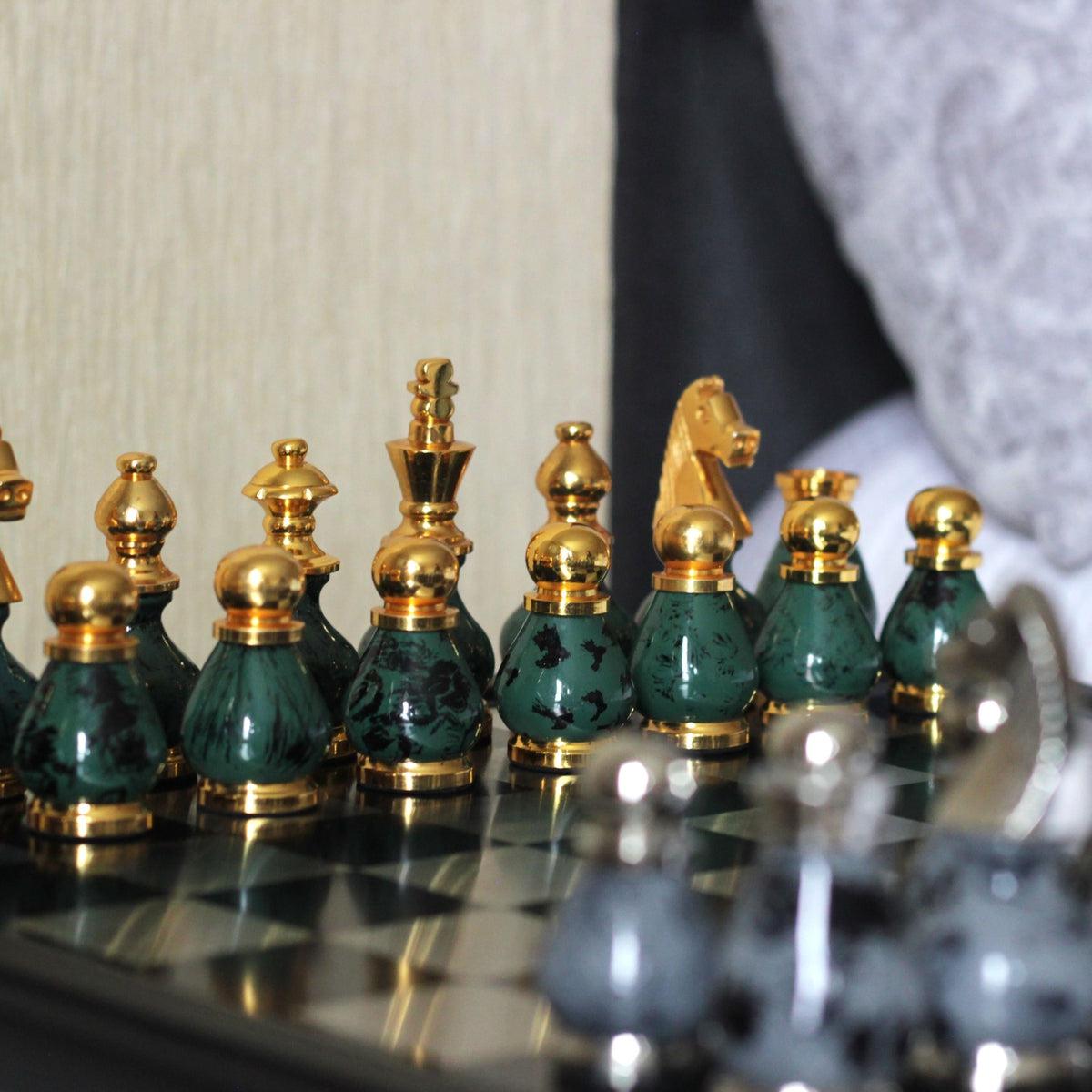 The Benko Gambit - Beautiful Metallic Chess Set - Marble Cultures