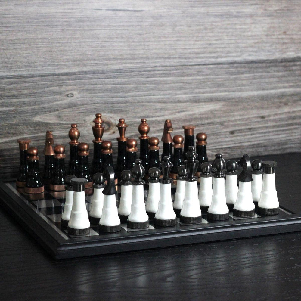 The Indian Defense - Elegant Metallic Chess Set - Marble Cultures