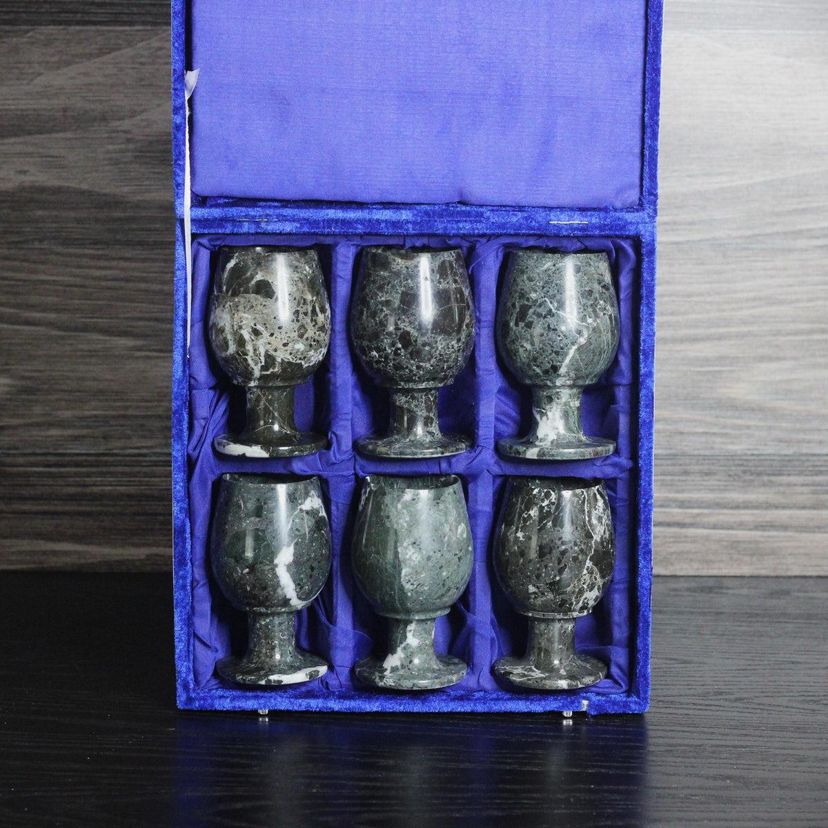 10 oz. Black Onyx Wine Glasses Gift Set - Marble Cultures