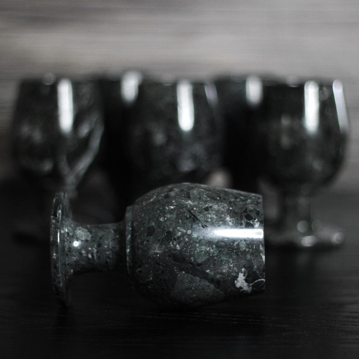 10 oz. Black Onyx Wine Glasses Gift Set - Marble Cultures