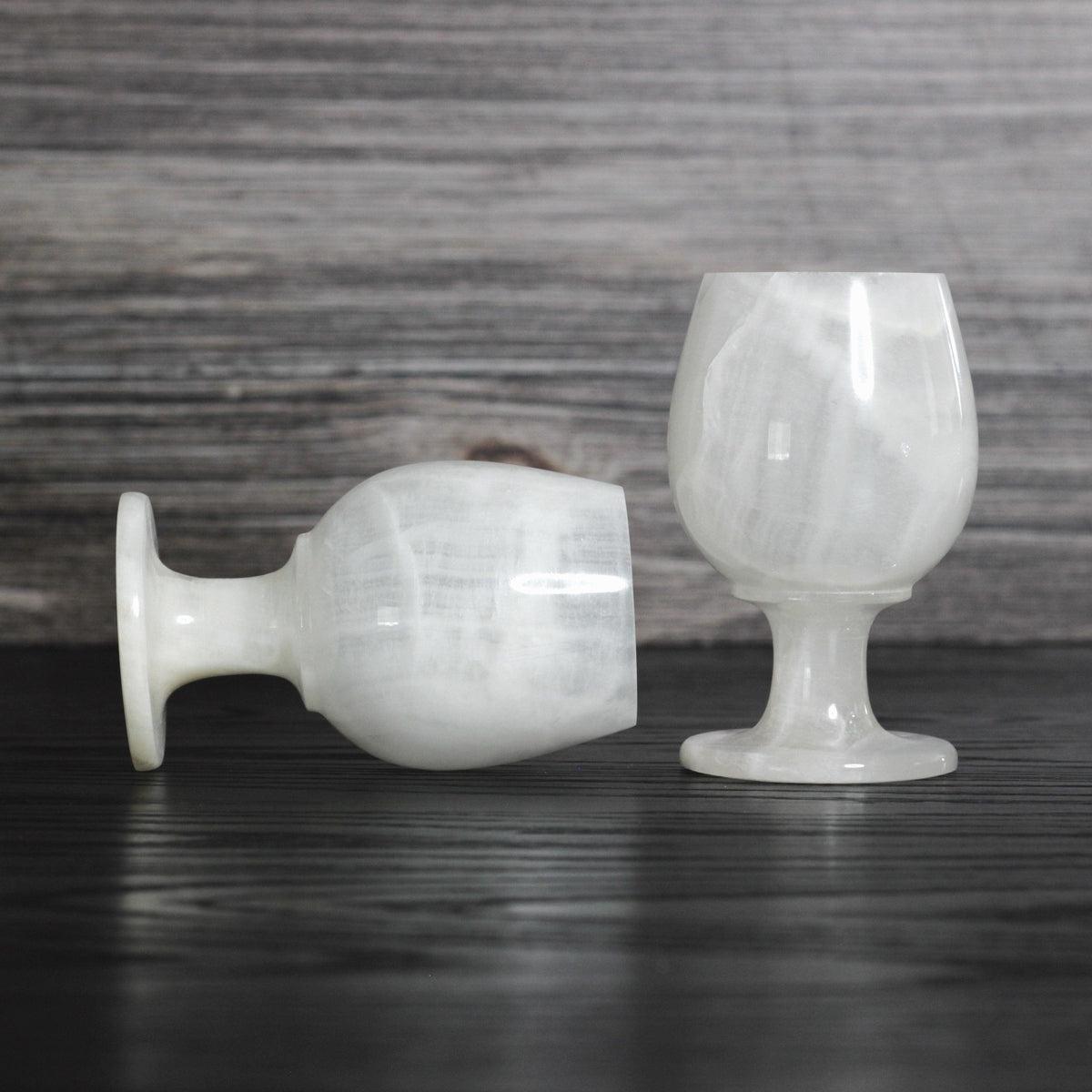 10 oz. White Onyx Wine Glasses Gift Set - Marble Cultures