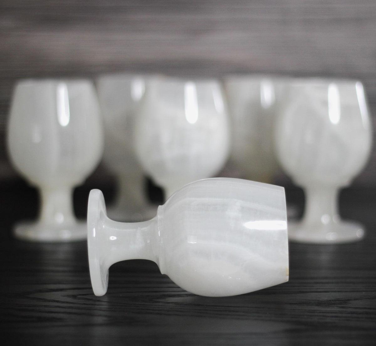 10 oz. White Onyx Wine Glasses Gift Set - Marble Cultures