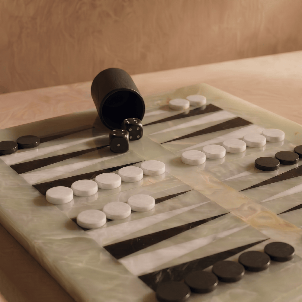 Luxury Marble Backgammon Set (Green Onyx) - Marble Cultures