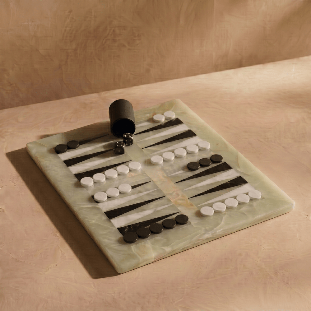 Luxury Marble Backgammon Set (Green Onyx) - Marble Cultures